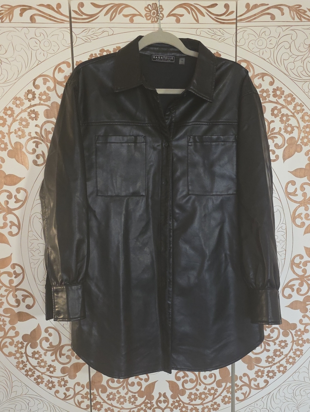 bagatelle Black Faux Leather Overshirt Jacket